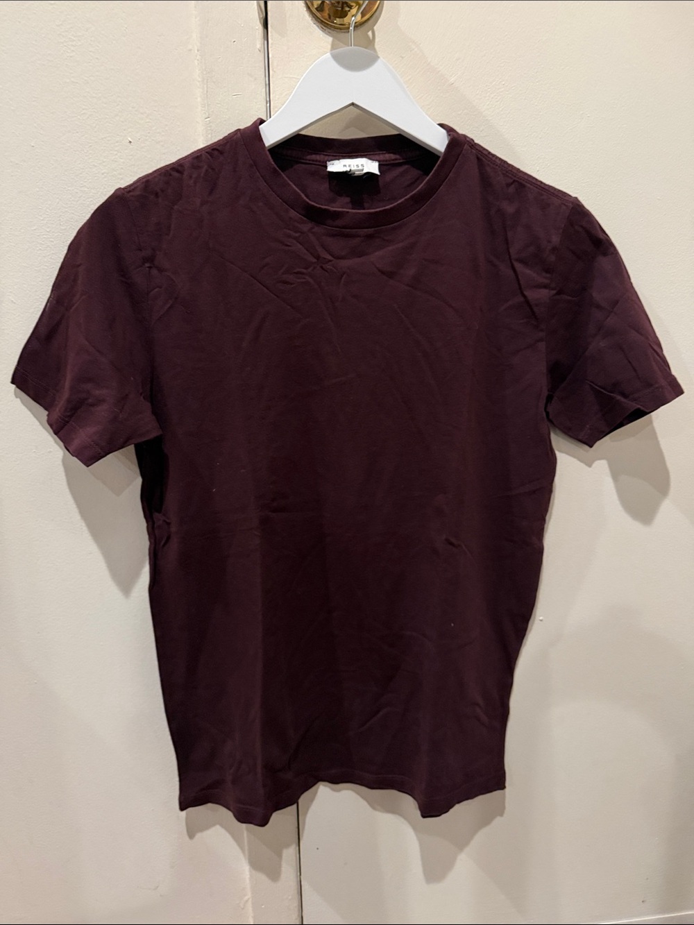 Reiss Men's Short Sleeve Crew Neck T-Shirt in Deep Plum